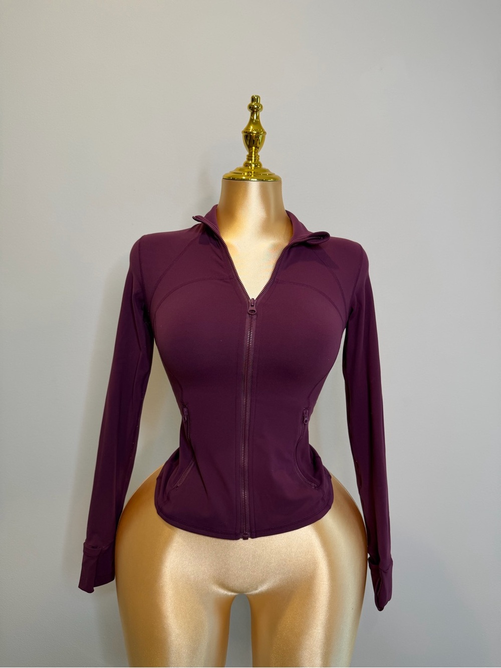GLOWMODE Plum Purple Fitted Zip Up Workout Jacket with Thumbholes
